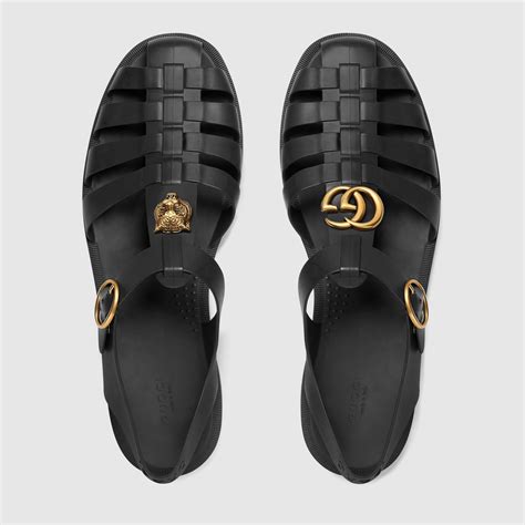 gucci rubber strap sandal|Gucci rubber slide sandals outfit.